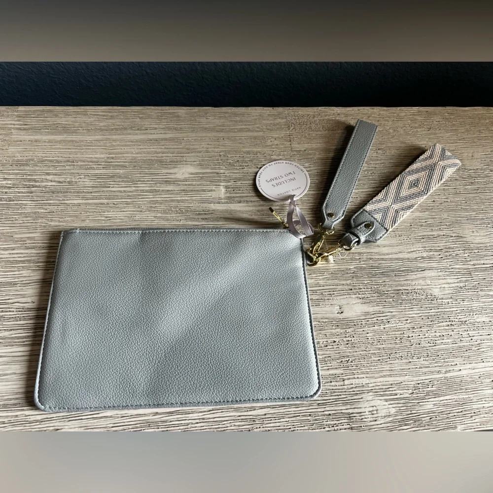 🆕 Katie Loxton Elegant Gray Leather Clutch Wristlet